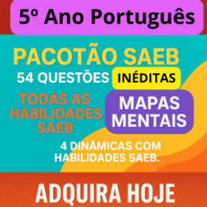 Pacotão SAEB - 5º ano - 54 questões + 27 mapas mentais