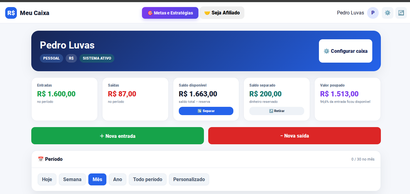 Tela do Meu Caixa
