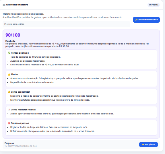Consultor Financeiro com IA do Meu Caixa