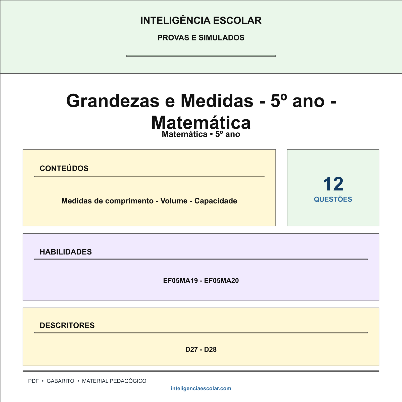 Grandezas e Medidas - 5º ano - Matemática